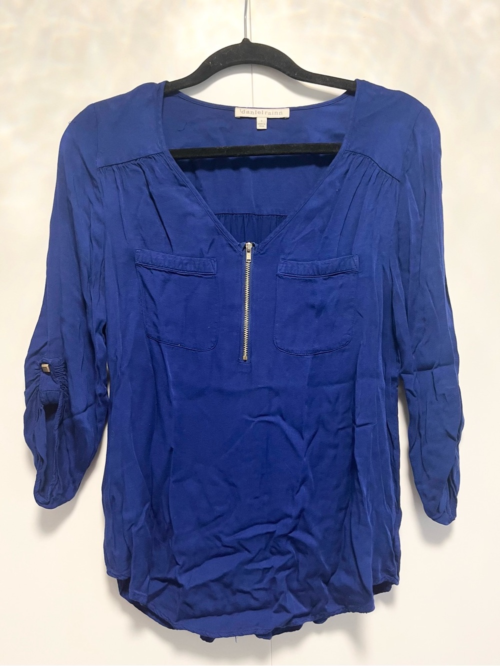 Royal blue and gold blouse